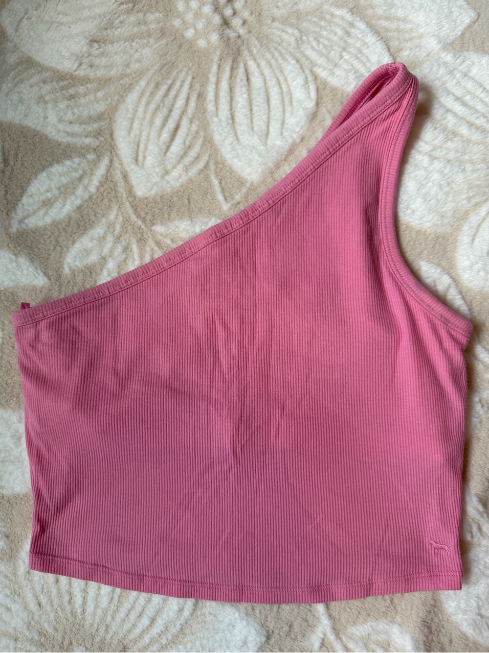 PINK Victoria's Secret One-Shoulder Ribbed Crop Top - Rose Pink